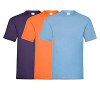 COOZO Mens Valueweight Pack of 3 Short Sleeve T-Shirts - Purple/Orange/Sky Blue - 2XL