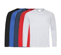 COOZO Unisex Classic Pack of 5 Long Sleeve T-Shirts - Black Opal/Bright Royal/Navy/Scarlet Red/White - M
