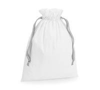 COOZO Unisex Cotton Gift Bag With Ribbon Drawstring - Soft White/Light Grey - L