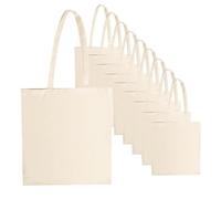 COOZO Unisex Cotton Shopper Bag Long Handle Pack of 10 - Natural - One Size