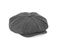 COOZO Unisex Heritage Baker Boy Cap - Charcoal Herringbone - L-XL