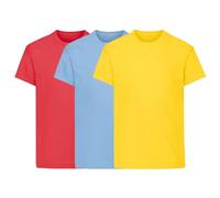 COOZO Unisex Kids Original Pack of 3 Short Sleeve T-Shirts - Red/Sky Blue/Yellow - 9-11 Years