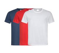 COOZO Unisex Pack of 3 Classic Short Sleeve T-Shirts - Navy/Scarlet Red/White - 3XL