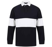 COOZO Unisex Panelled Rugby Shirt - Navy/White - XL