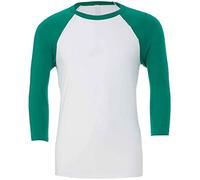 COOZO Unisex Triblend 3/4 Sleeve Baseball T-Shirt - White/Kelly Green - 2XL