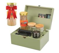Coozyupper Large Bamboo Storage Box with Removable Tray Kit - Decorative Box Set, Glass Jars, and Accessories Wooden Storage Kit and Accessories Tool.Birthday Gifts.