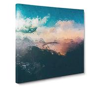 Copacabana Beach in Rio de Janeiro Canvas Print | Gallery Wrapped 30mm Frame Wall Art | 20x20 inches | Ready to Hang | Abstract Seascape Picture | Living Room Bedroom Lounge Office