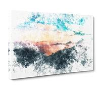 Copacabana Beach In Rio De Janeiro Watercolour Canvas Print | Gallery Wrapped 30mm Frame Wall Art | 24x16 inches | Ready to Hang | Coastal Seascape Picture | Living Room Bedroom Lounge Office
