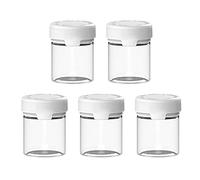 Copackr Chubby Gorilla 5 x 3oz / 90CC / 90ml Aviator PET Plastic Container for Dry goods, Powders and or Medication, With Child Resistant Caps -(Clear Natural Container/White Cap)