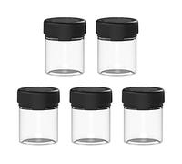 Copackr Chubby Gorilla 5 x 3oz / 90CC / 90ml Aviator PET Plastic Container for Dry goods, Powders and or Medication,...With Child Resistant Caps -(Clear Natural Container/Black Cap)