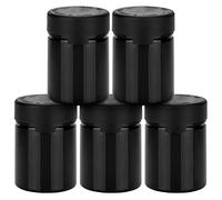 Copackr Chubby Gorilla 5 x 3oz / 90CC / 90ml Aviator PET Plastic Container for Dry goods, Powders and or Medication, With Child Resistant Caps - (Opaque Black Container/Black Cap)