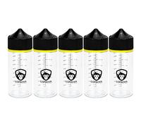 Copackr Chubby Gorilla V3 dropper bottles, plastic bottles with measure for oil, ink and/ or chemicals, perfect for travel, liquid bottles, with child safe cap, set of 5 (100 ml)