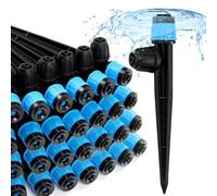 Copadri 50pcs Drip Emitters Fan Shape with Stake for 1/4" Irrigation Tubing, Adjustable 360 Degree Water Flow Irrigation Vortex Sprayer On 5" Stake Garden Irrigation Dripper for Watering System
