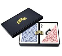 Copag 1546 100% Plastic Poker Playing Cards, Regular Index Red & Blue Backs Twin Pack