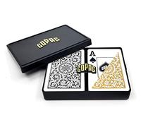 Copag 1546 Design 100% Plastic Playing Cards, Bridge Size (Narrow) Black/Gold (Jumbo Index, 1 Set)