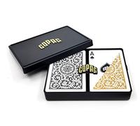 COPAG 1546 Design 100% Plastic Playing Cards, Bridge Size (Narrow) Black/Gold (Standard Index, 1 Set)