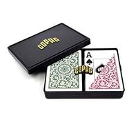 Copag 1546 Design 100% Plastic Playing Cards, Bridge Size (Narrow) Green/Burgundy (Jumbo Index, 1 Set)