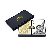 Copag 1546 Design 100% Plastic Playing Cards, Poker Size Regular Index Black/Gold Double Deck Set