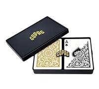 Copag 1546 Design 100% Plastic Playing Cards, Poker Size (Standard) Black/Gold (Regular Index, 1 Set)