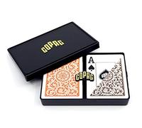 Copag 1546 Design 100% Plastic Playing Cards, Poker Size (Standard) Jumbo Index Orange/Brown Double Deck Set