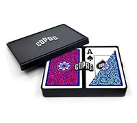 Copag 1546 Neoteric Design 100% Plastic Playing Cards, Bridge Size (Narrow) Green/Red Double Deck Set (Jumbo Index)