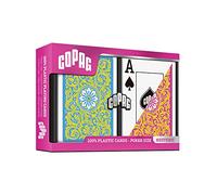 Copag 1546 Neoteric Design 100% Plastic Playing Cards, Poker Size Yellow/Pink/Blue Double Deck Set (Regular Index)