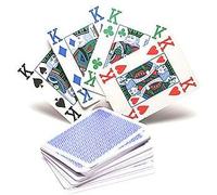 Copag 4 Colour 100% Plastic Playing Cards Poker Size Jumbo Index (Blue Back)