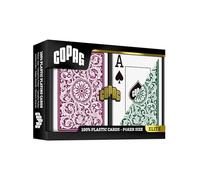 Copag Jumbo Face Playing Cards - 2-Deck Set (Green/Burgundy- 100% PVC, Poker Size, 2-Index
