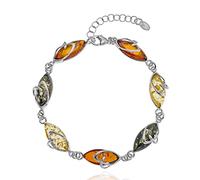 Copal Ladies Bracelet With Natural Amber Elements In Fine Sterling Silver