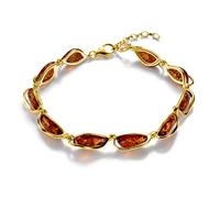 Copal Womens Bracelet With Natural Amber In 925 Gold Plated Silver