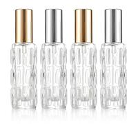 Copbopwn 10ml Travel Perfume Atomiser Spray Bottle 4 Pcs Refillable Perfume Bottle Set Glass Perfume Travel Bottle Portable Mini Fragrance Decanter for Handbag Pocket and Purse (Gold＆Silver)