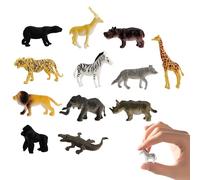Copbopwn 12 Pcs Realistic Wild Animal Figures Plastic Mini Zoo Animals Toys Playset for Toddlers Kids Durable Jungle Animal Toys Set for Imaginative Play, Birthday Gift for Boys Girls(Wild animals)