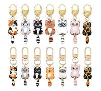 Copbopwn 14 Pcs Cat Keyring Set with Wagging Tails Cute Keychain Kawaii Kitty Keyring Charm Cat Gifts for Girls Durable Alloy Bag Charm for Women Girls Purse Backpack Keys Gift for Cat Lovers