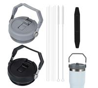 Copbopwn 2 Pack Leak Proof Cup Lid Replacement Cup with Flip Lid for Quencher 40oz Tumbler Flip Straw Lid with Cleaning Brushes Detachable Lid Leakproof Travel Tumbler Lids