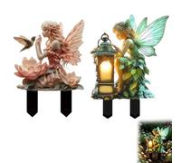 Copbopwn 2 Pcs Enchanting 2D Fairies for Fairy Gardens Outdoor Fairy Garden Ornaments with Boho Style Durable Garden Ornaments for Patio Yard Flower Bed Decoration 8 Inch
