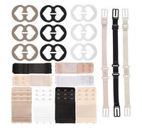 Copbopwn 20 Pcs Bra Extenders, 2 Hooks Bra Extenders 3 Hooks Bra Straps Anti-Slip Bra Strap Clips for Racer Back with Black White Skin Beige bra extender Soft Adjustable Elastic For Women and Girls