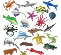 Copbopwn 24Pcs Mini Sea Animals Toys for Kids Realistic Plastic Ocean Creatures Figures Under The Sea Life Bath Toys Sea Creatures Small World Animals Playset Educational Party Favors & Cake Toppers