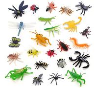 Copbopwn 24PCS Plastic Bugs Set Realistic Insects Figures for Kids Educational Learning Mini Beasts Animal Figurines for Small World Play Halloween Birthday Party Favors