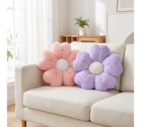 Copbopwn 2Pcs Flower Pillow Cute Pillows 35cm Flower Cushion Floor Pillow Preppy Daisy Cushion Daisy Pillow,Floor Cushions Aesthetic Pillows Cute Cushions Home Bedroom Decor (purple+pink)