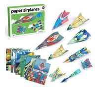 Copbopwn 36 Sheets Paper Airplane Kit DIY Origami Set for Kids 6-12 with Storage Box, Foldable Paper Planes Book for Aircraft Craft Activity, Creative DIY Toy for Boys & Girls, 17.5x24.5CM
