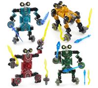 Copbopwn 4 Pack Transforming Car Robot Fidget Toys, Transformable Fidget Spinners for Kids & Adults Stress Relief Sensory Toy Creative DIY Building Set Party Bag Fillers Action Figures for Ages 5+