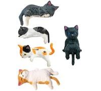 Copbopwn 5Pcs Cat Car Accessories Adorable Mini Figurines Cute Desk Accessories Cute Car Dashboard Decorations & Desk Decor Resin Cat Ornaments for Car Interior Rearview Mirror Home Office