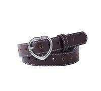 Copbopwn Girls belt Kids Belt Cute Heart PU Leather Belt Elastic Belt Adjustable Stretch Belt with Heart Buckle Skinny Belt for Boys Girls Ladies Belts for Jeans Dresses Jumpsuit Trousers (coffee)