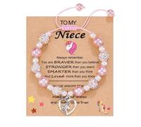 Copbopwn Girls Bracelets Heart Unicorn Bracelet for Girls Adjustable Pink Pearl Unicorn Charm Bracelet Childrens JewelleryGirls Charm Bracelet UnicornGifts for Girl Daughter