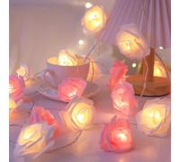 Copbopwn Rose Fairy String Lights - 20ft 40 LED Pink Battery Operated for Bedroom, Wedding, Valentine - Flower Light Decoration