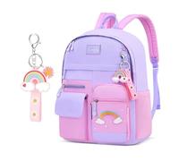 Copbopwn School Bags for Girls Backpack for Girls Cute Rainbow Kids Backpack with Pendant Kawaii Backpack for School Kids Teens Elementary (Color-3)