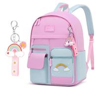 Copbopwn School Bags for Girls Backpack for Girls Cute Rainbow Kids Backpack with Pendant Kawaii Backpack for School Kids Teens Elementary (Color-4)