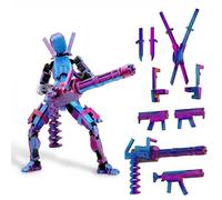 Copbopwn Titan 13 Action Figure 3D Printed Multi-Jointed Dummy 13 Poseable Robot Model with Gatling Gun Lucky 13 Action Figure Robot Assembled Desktop Decoration Office Home Gift for Adults (Purple)
