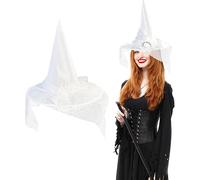 Copbopwn Witch Hat Adult Halloween Costume Accessory - Wizard Hat With Veil for Women's Witches Costume - Cosplay Party Dress Up Props