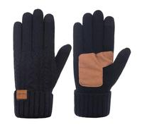 Copcape Women's Winter Warm Thermal Gloves, Merino Wool Cable Knit with Thick Thermal Thinsulate Lined, Touch Screen Fingers Anti-Slip (Black)